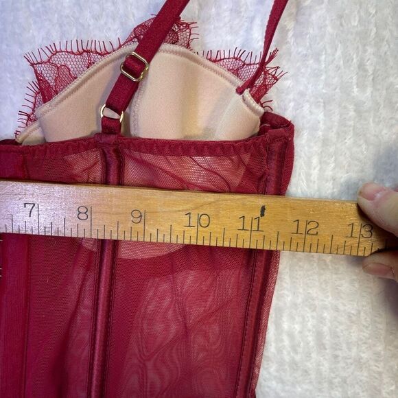 Victoria’s Secret Red Mesh Lace Satin Bustier Corset Top Size 34B NWT - Picture 7 of 7